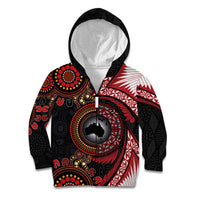 Tonga and Australia Together Kid Hoodie Ngatu Art Tribal Aboriginal Tattoo Pattern LT03 Zip Hoodie Black - Polynesian Pride