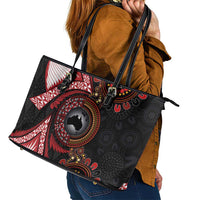 Tonga and Australia Together Leather Tote Bag Ngatu Art Tribal Aboriginal Tattoo Pattern