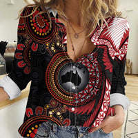 Tonga and Australia Together Women Casual Shirt Ngatu Art Tribal Aboriginal Tattoo Pattern