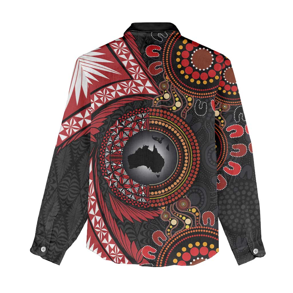 Tonga and Australia Together Women Casual Shirt Ngatu Art Tribal Aboriginal Tattoo Pattern