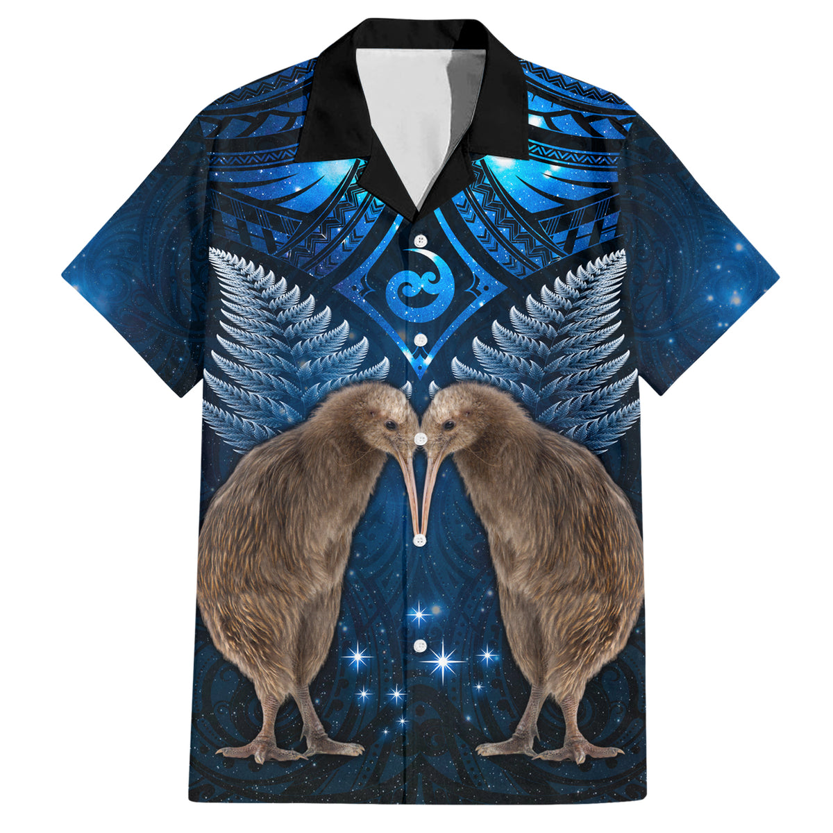 New Zealand Maori Matariki Family Matching Short Sleeve Bodycon Dress and Hawaiian Shirt Hongi Kiwi Bird and Silver Fern LT03