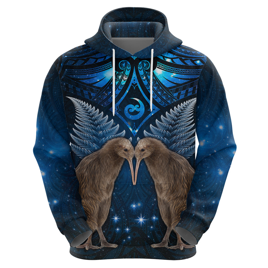 New Zealand Maori Matariki Hoodie Hongi Kiwi Bird and Silver Fern LT03
