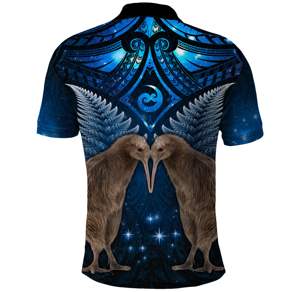 New Zealand Maori Matariki Polo Shirt Hongi Kiwi Bird and Silver Fern LT03