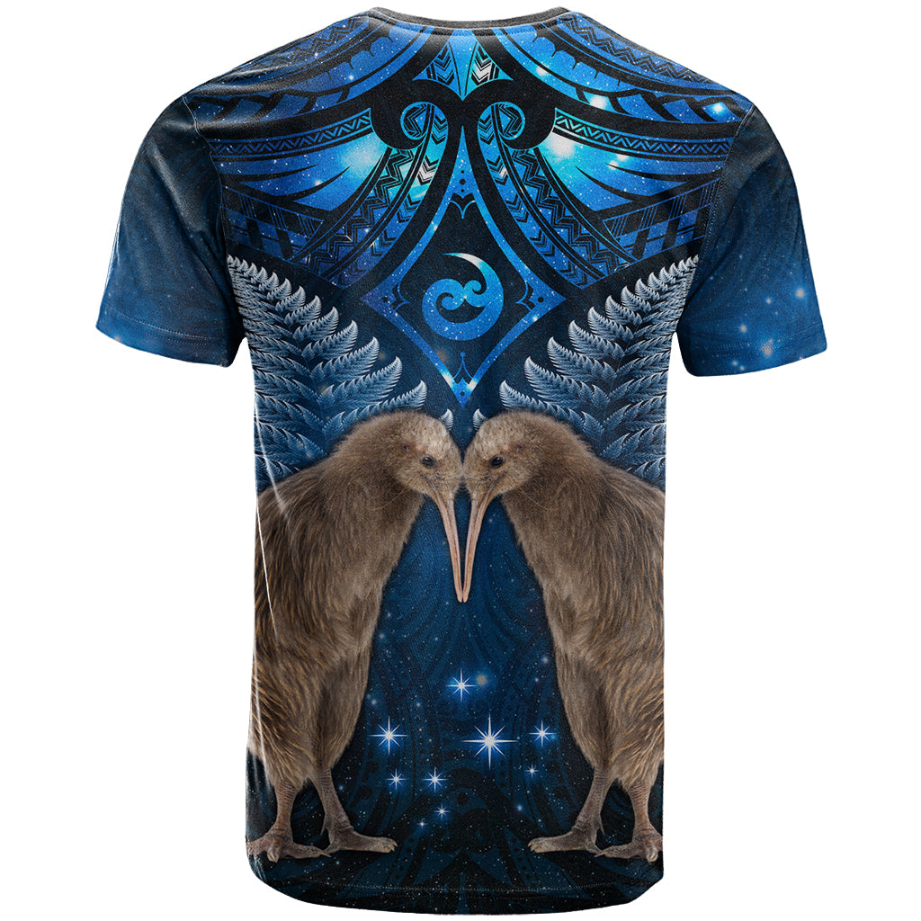 New Zealand Maori Matariki T Shirt Hongi Kiwi Bird and Silver Fern LT03
