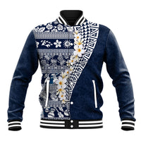 Hawaii Plumeria Tribal Vintage Baseball Jacket Special Blue LT03 Unisex Blue - Polynesian Pride