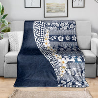 Hawaii Plumeria Tribal Vintage Blanket Special Blue