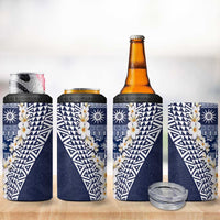 Hawaii Plumeria Tribal Vintage 4 in 1 Can Cooler Tumbler Special Blue