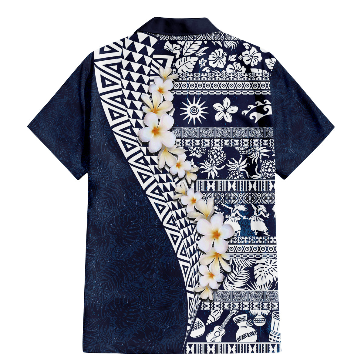 Hawaii Plumeria Tribal Vintage Family Matching Mermaid Dress and Hawaiian Shirt Special Blue