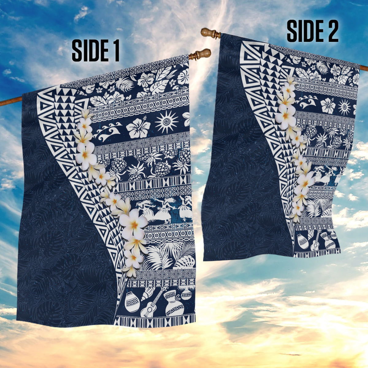 Hawaii Plumeria Tribal Vintage Garden Flag Special Blue LT03 - Polynesian Pride