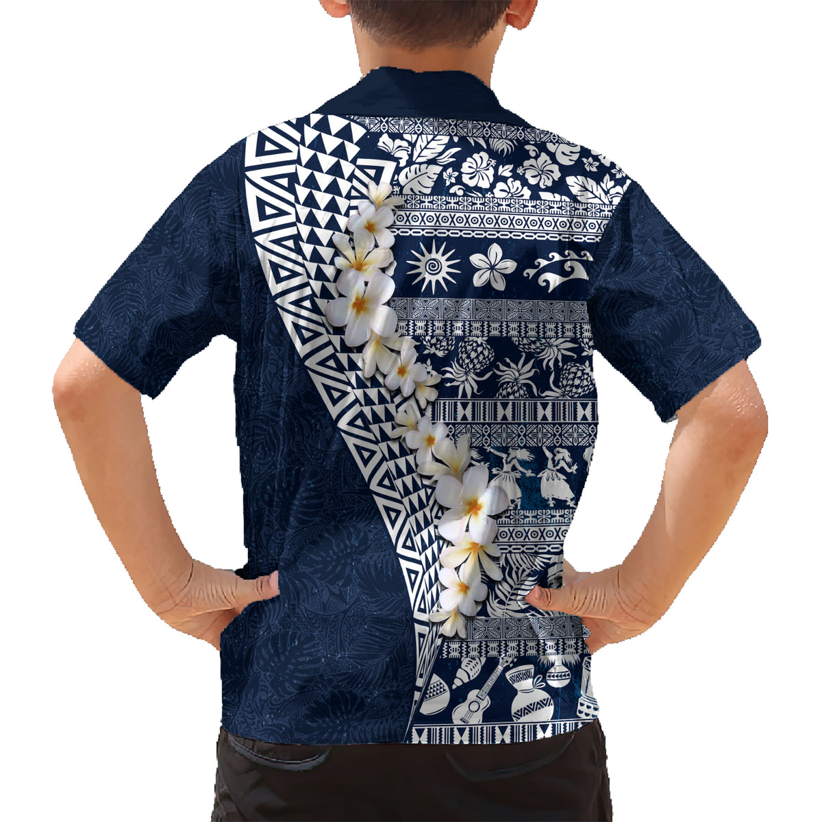 Hawaii Plumeria Tribal Vintage Kid Hawaiian Shirt Special Blue LT03 - Polynesian Pride