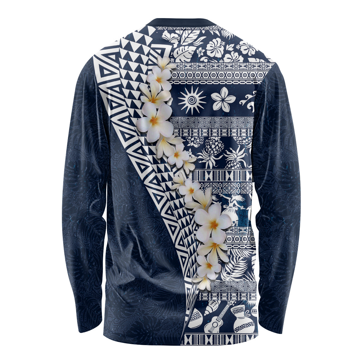 Hawaii Plumeria Tribal Vintage Long Sleeve Shirt Special Blue