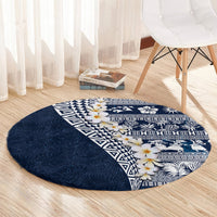 Hawaii Plumeria Tribal Vintage Round Carpet Special Blue LT03 - Polynesian Pride