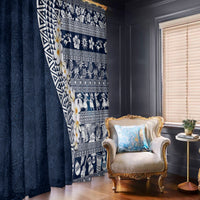 Hawaii Plumeria Tribal Vintage Window Curtain Special Blue LT03 - Polynesian Pride