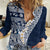 Hawaii Plumeria Tribal Vintage Women Casual Shirt Special Blue