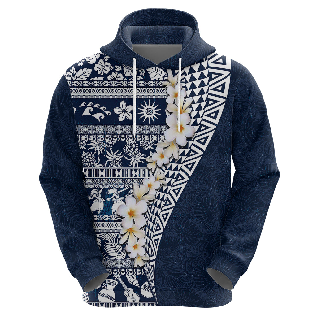 Hawaii Plumeria Tribal Vintage Zip Hoodie Special Blue