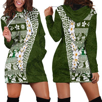 Hawaii Plumeria Tribal Vintage Hoodie Dress Special Green