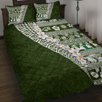 Hawaii Plumeria Tribal Vintage Quilt Bed Set Special Green