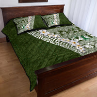 Hawaii Plumeria Tribal Vintage Quilt Bed Set Special Green