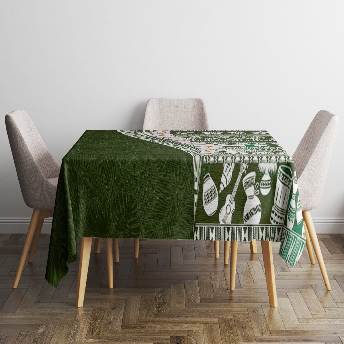 Hawaii Plumeria Tribal Vintage Tablecloth Special Green LT03 - Polynesian Pride