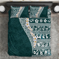 Hawaii Plumeria Tribal Vintage Bedding Set Special Turquoise