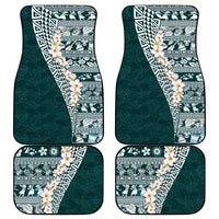 Hawaii Plumeria Tribal Vintage Car Mats Special Turquoise