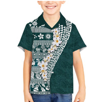 Hawaii Plumeria Tribal Vintage Family Matching Mermaid Dress and Hawaiian Shirt Special Turquoise