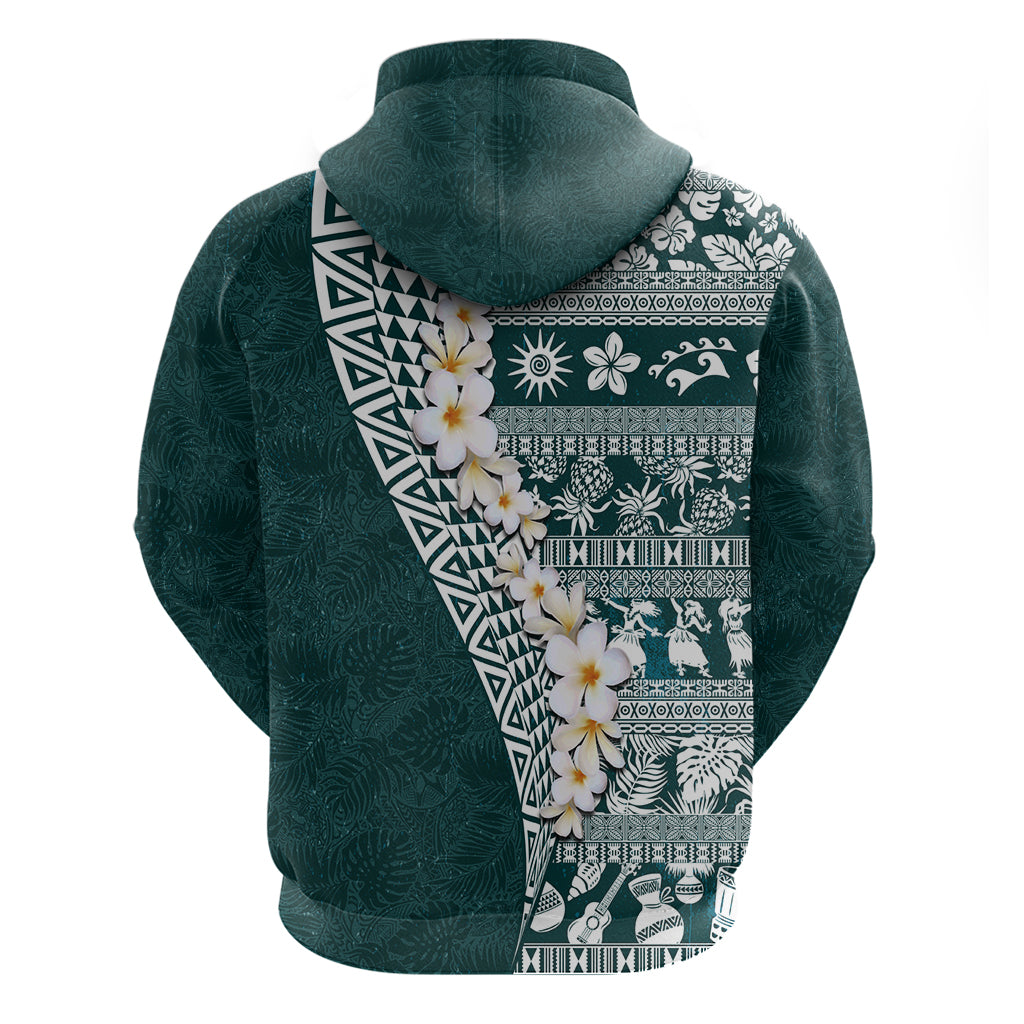 Hawaii Plumeria Tribal Vintage Hoodie Special Turquoise