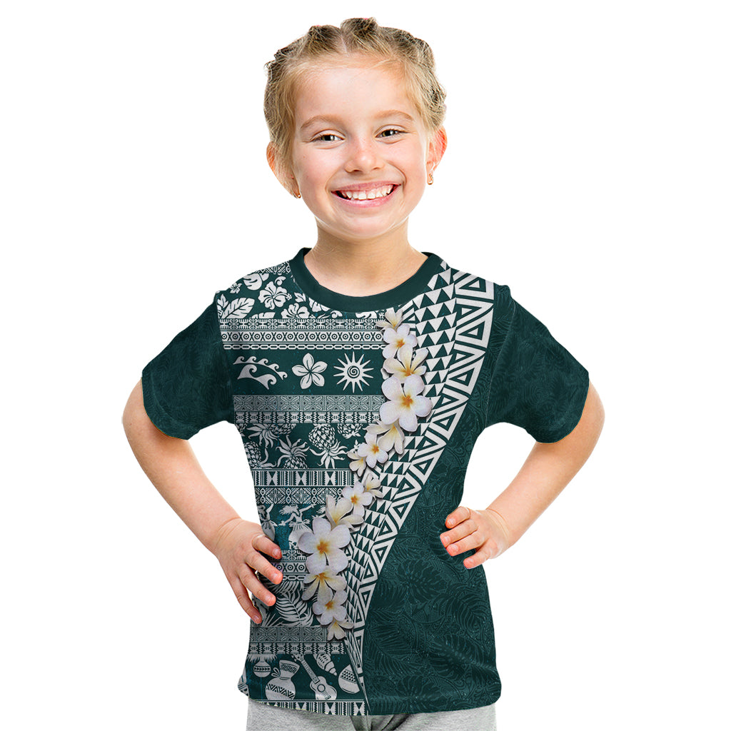 Hawaii Plumeria Tribal Vintage Kid T Shirt Special Turquoise