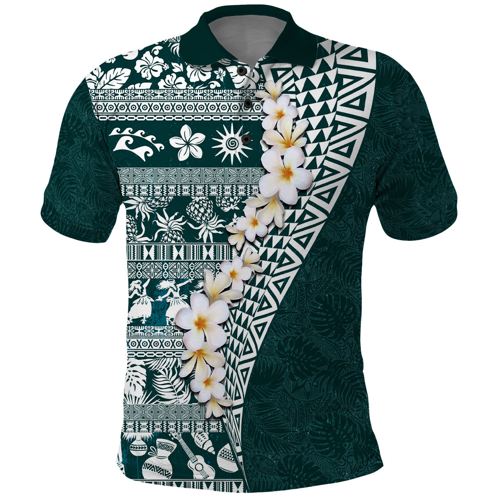 Hawaii Plumeria Tribal Vintage Polo Shirt Special Turquoise LT03 Turquoise - Polynesian Pride