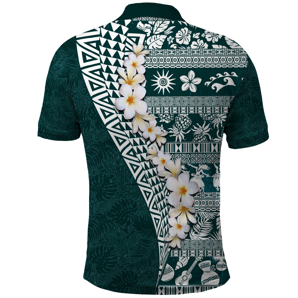 Hawaii Plumeria Tribal Vintage Polo Shirt Special Turquoise LT03 - Polynesian Pride