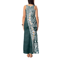 Hawaii Plumeria Tribal Vintage Tank Maxi Dress Special Turquoise