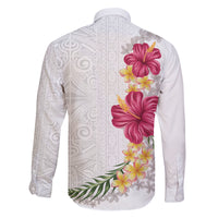 Hawaiian Plumeria and Hibiscus Family Matching Mermaid Dress and Hawaiian Shirt White Mode