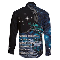 New Zealand Tui Bird Family Matching Off Shoulder Short Dress and Hawaiian Shirt Matariki Poetry Pattern Galaxy Style