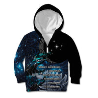New Zealand Tui Bird Kid Hoodie Matariki Poetry Pattern Galaxy Style