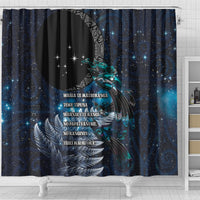 New Zealand Tui Bird Shower Curtain Matariki Poetry Pattern Galaxy Style