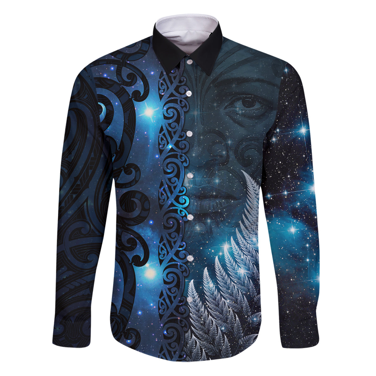 New Zealand Matariki Family Matching Puletasi and Hawaiian Shirt The Tribal Maori Face and Silver Fern