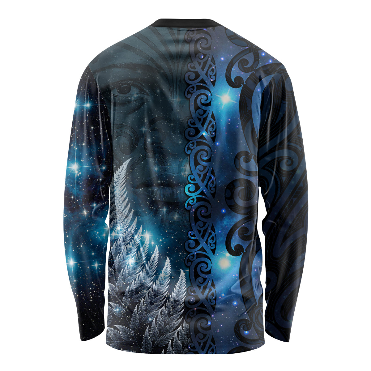 New Zealand Matariki Long Sleeve Shirt The Tribal Maori Face and Silver Fern
