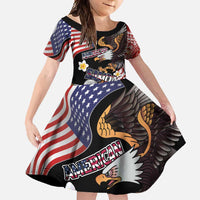 United States and American Samoa Together Family Matching Long Sleeve Bodycon Dress and Hawaiian Shirt Bald Eagle and Polynesian Traditional Culture with Plumeria