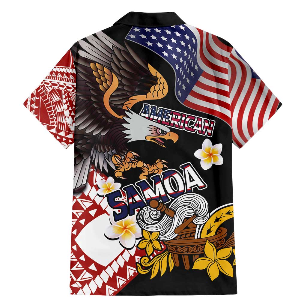 United States and American Samoa Together Family Matching Summer Maxi Dress and Hawaiian Shirt Bald Eagle and Polynesian Traditional Culture with Plumeria
