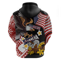 United States and American Samoa Together Hoodie Bald Eagle and Polynesian Traditional Culture with Plumeria