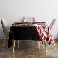 United States and American Samoa Together Tablecloth Bald Eagle and Polynesian Traditional Culture with Plumeria