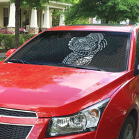Hawaiian Traditional Tattoos Auto Sun Shade Kakau Tribal Tropical Plant Motif Black Color