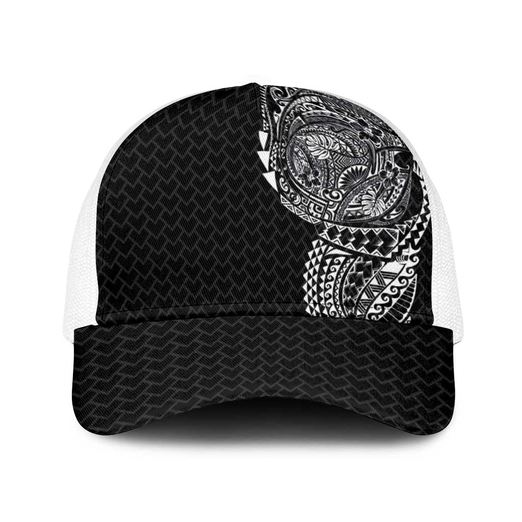 Hawaiian Traditional Tattoos Baseball Net Cap Kakau Tribal Tropical Plants Motif Black Color