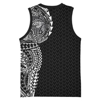 Hawaiian Traditional Tattoos Basketball Jersey Kakau Tribal Tropical Plant Motif Black Color