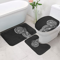 Hawaiian Traditional Tattoos Bathroom Set Kakau Tribal Tropical Plant Motif Black Color