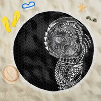 Hawaiian Traditional Tattoos Beach Blanket Kakau Tribal Tropical Plant Motif Black Color