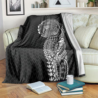 Hawaiian Traditional Tattoos Blanket Kakau Tribal Tropical Plant Motif Black Color
