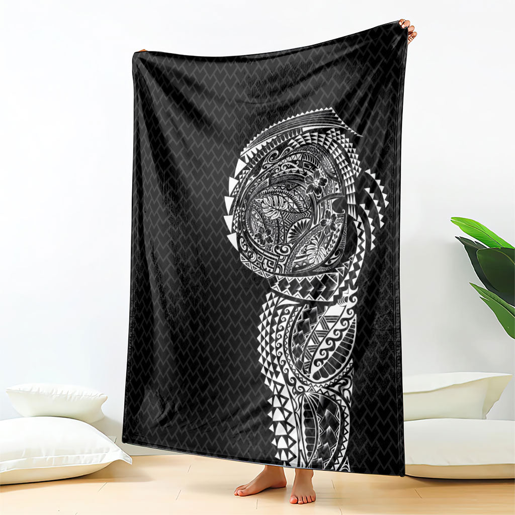 Hawaiian Traditional Tattoos Blanket Kakau Tribal Tropical Plant Motif Black Color