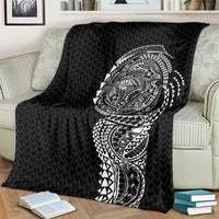 Hawaiian Traditional Tattoos Blanket Kakau Tribal Tropical Plant Motif Black Color