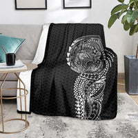 Hawaiian Traditional Tattoos Blanket Kakau Tribal Tropical Plant Motif Black Color